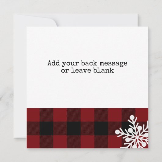 Reindeerrode en zwarte Buffalo met kerstmis Feestdagenkaart (Achterkant)