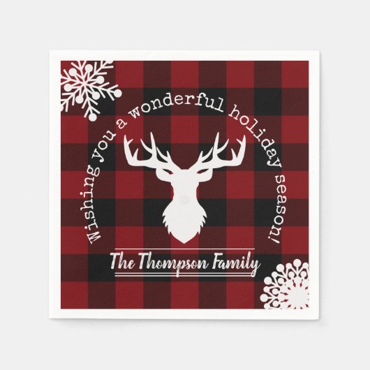 Reindeerrode en zwarte Buffalo met kerstmis Servet (Voorkant)