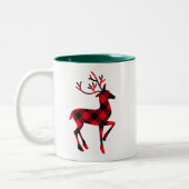 Reindeerrode en zwarte Buffalo met kerstmis Tweekleurige Koffiemok (Links)