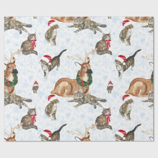 Reindeers and Kitty Cats Cadeaupapier (Vlak)