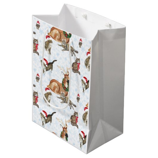 Reindeers and Kitty Cats Medium Cadeauzakje (Voorkant Gekanteld)