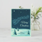 Reindeers die de Sinterklampen in de Night Sky tre Feestdagenkaart (Staand voorkant)