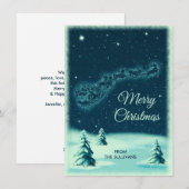 Reindeers die de Sinterklampen in de Night Sky tre Feestdagenkaart (Voorkant / Achterkant)