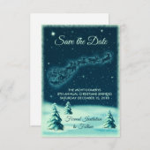 Reindeers die de Sinterklampen in de Night Sky tre Save The Date (Voorkant / Achterkant)