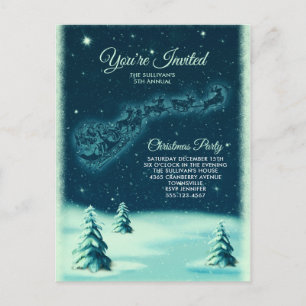 Reindeers Pulling Santa Claus kerstfeest Briefkaart