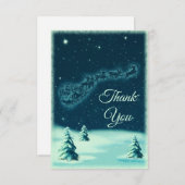 Reindeers Pulling Santa Claus Kerstmis Bedankkaart (Voorkant / Achterkant)