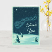 Reindeers Pulling Santa Claus Kerstmis bedankt Kaart (Gele Bloem)