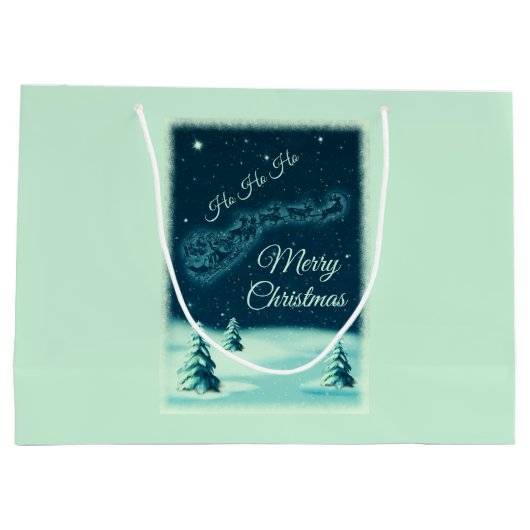 Reindeers Pulling Santa Claus Kerstmis Groot Cadeauzakje (Achterkant)