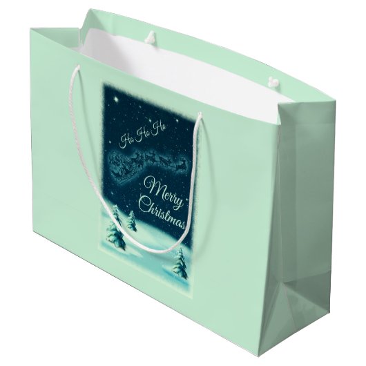 Reindeers Pulling Santa Claus Kerstmis Groot Cadeauzakje (Achterkant Gekanteld)