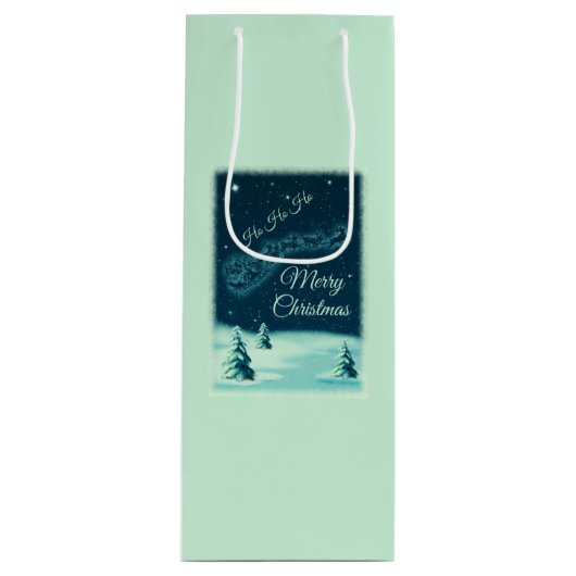 Reindeers Pulling Santa Claus Kerstmis Wijn Cadeautas (Voorkant)