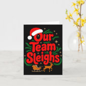 Reindeers Santa's Workers Office Our Team Sleighs  Kaart (Gele Bloem)