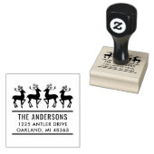 Reindefamilie Modern Holiday Return Address Rubberstempel (Gestempeld)