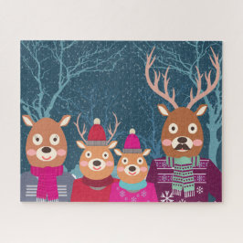 Reindefamilie Winter Puzzle Legpuzzel