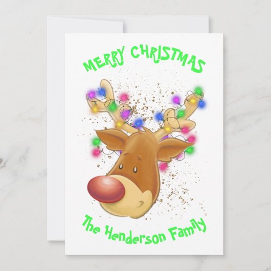 Reindeffer in licht, aangepaste kerstkaart bedankkaart (Voorkant)