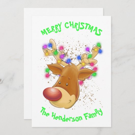 Reindeffer in licht, aangepaste kerstkaart bedankkaart (Voorkant / Achterkant)