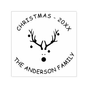 Reindehoofd kerstfeest moderne familienaam  zelfinktende stempel