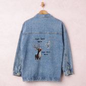 Reindeir kijkt omhoog naar Jezus Kerstrendier Denim Jacket (Hangar)