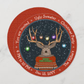 Reindekerkleden met tangled kerstlicht Rood Ugly S Kaart (Voorkant / Achterkant)