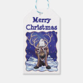Reindekerskaartjes voor kerstcadeaus cadeaulabel (Voorkant)