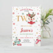 Reindekerst 2e verjaardag Rode winter Deer Kaart (Staand voorkant)