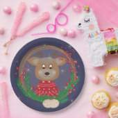 Reindekerst — Borden met kerstportret Papieren Bordje (Feest)