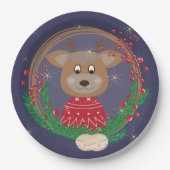Reindekerst — Borden met kerstportret Papieren Bordje (Voorkant)