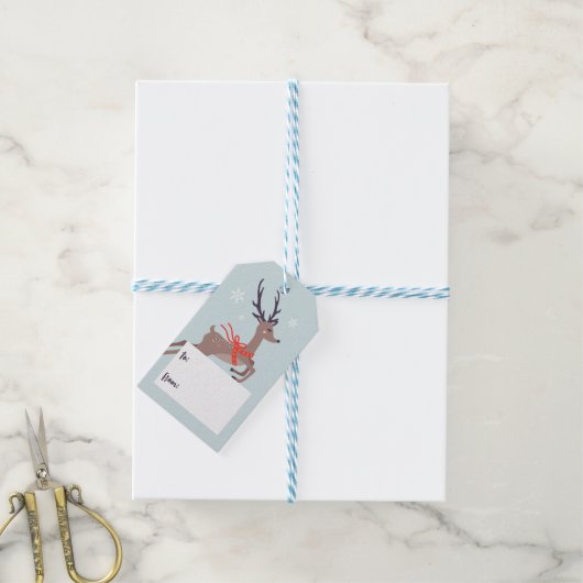 Reindekerst Cadeaulabel (Met Touw)