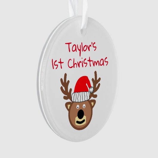 Reindekerst eerste Kerstmis Ornament (voorkant)