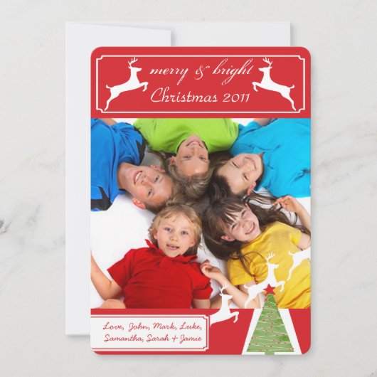 Reindekerst - kerstboom Uw foto-kerstkaart Feestdagenkaart (Voorkant)