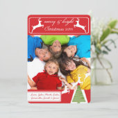 Reindekerst - kerstboom Uw foto-kerstkaart Feestdagenkaart (Staand voorkant)