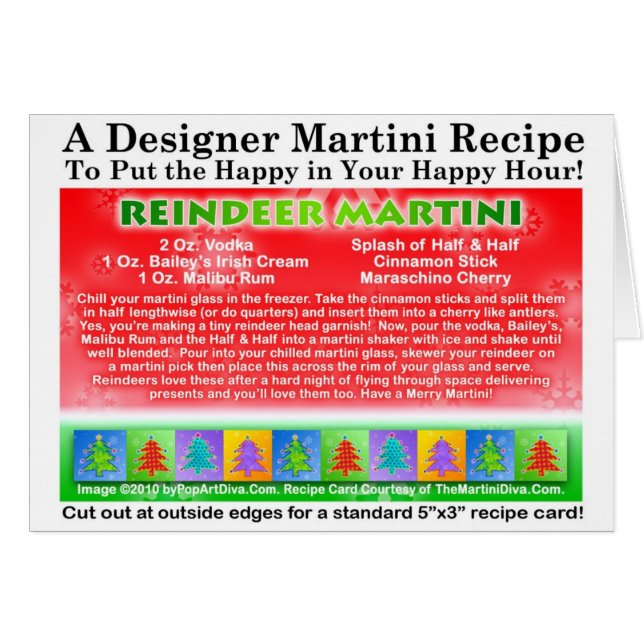 Reindekerst Martini Recipe Card (Voorkant Horizontaal)