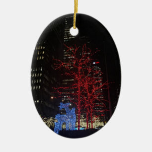Reindekerst met kerstverlichting New York City Man Keramisch Ornament