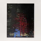 Reindekerst met kerstverlichting New York City Man Legpuzzel (Verticaal)