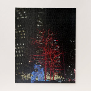 Reindekerst met kerstverlichting New York City Man Legpuzzel