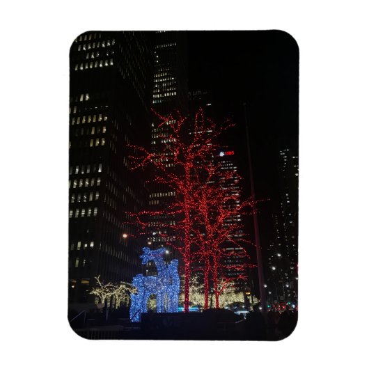 Reindekerst met kerstverlichting New York City Man Magneet (Verticaal)