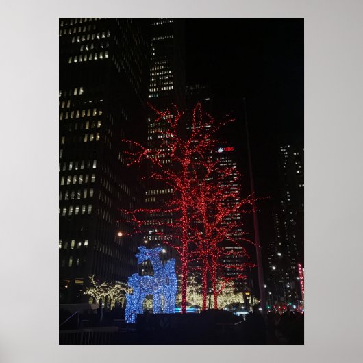 Reindekerst met kerstverlichting New York City Man Poster (Voorkant)