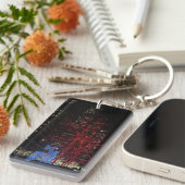 Reindekerst met kerstverlichting New York City Man Sleutelhanger (Voorkant Rechts)