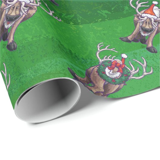 Reindekerst op groen cadeaupapier (Rol Hoek)