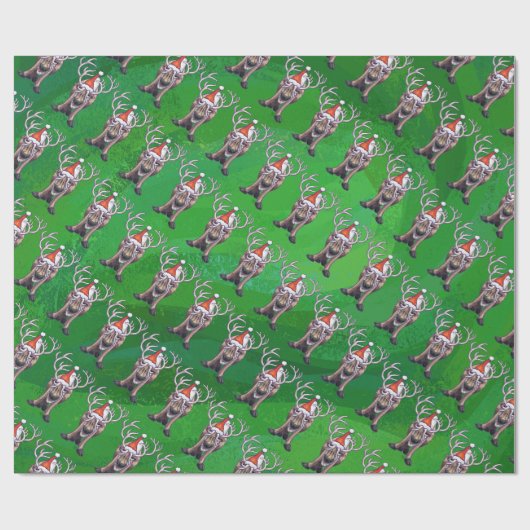 Reindekerst op groen cadeaupapier (Vlak)
