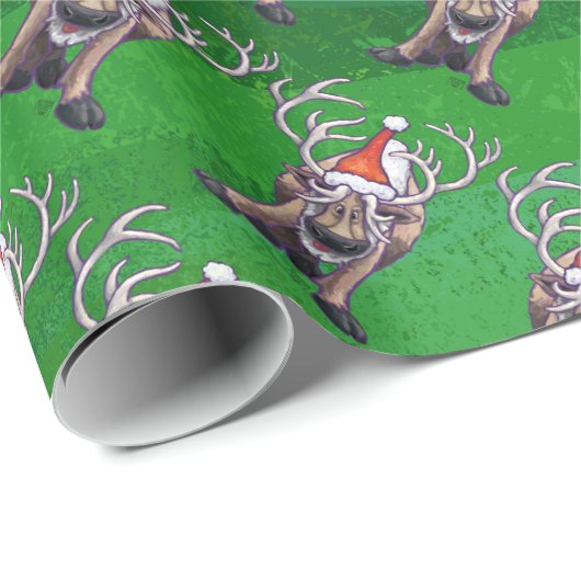 Reindekerst op groen cadeaupapier (Rol Hoek)