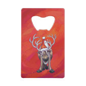 Reindekerst op groen creditkaart flessenopener (Voorkant)