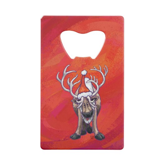 Reindekerst op groen creditkaart flessenopener (Voorkant)