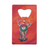 Reindekerst op groen creditkaart flessenopener (Achterkant)