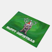 Reindekerst op groen deurmat (Schuin)