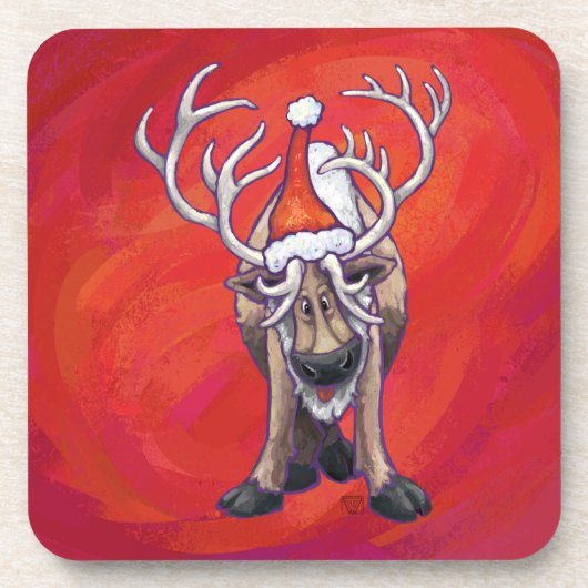 Reindekerst op groen drankjes onderzetter (Voorkant)