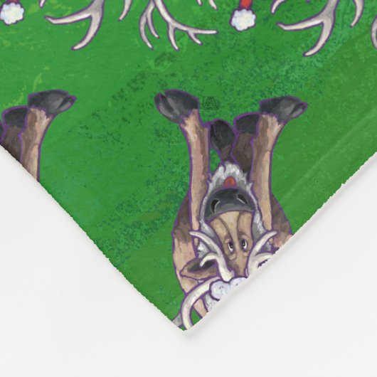 Reindekerst op groen fleece deken (Hoek)