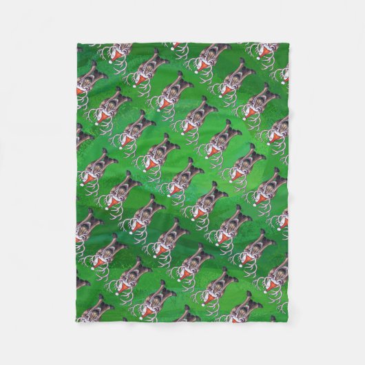 Reindekerst op groen fleece deken (Voorkant)