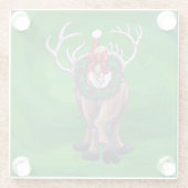 Reindekerst op groen glazen onderzetter (Achterkant)