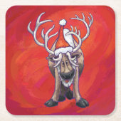 Reindekerst op groen kartonnen onderzetters (Voorkant)