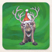 Reindekerst op groen kartonnen onderzetters (Voorkant)